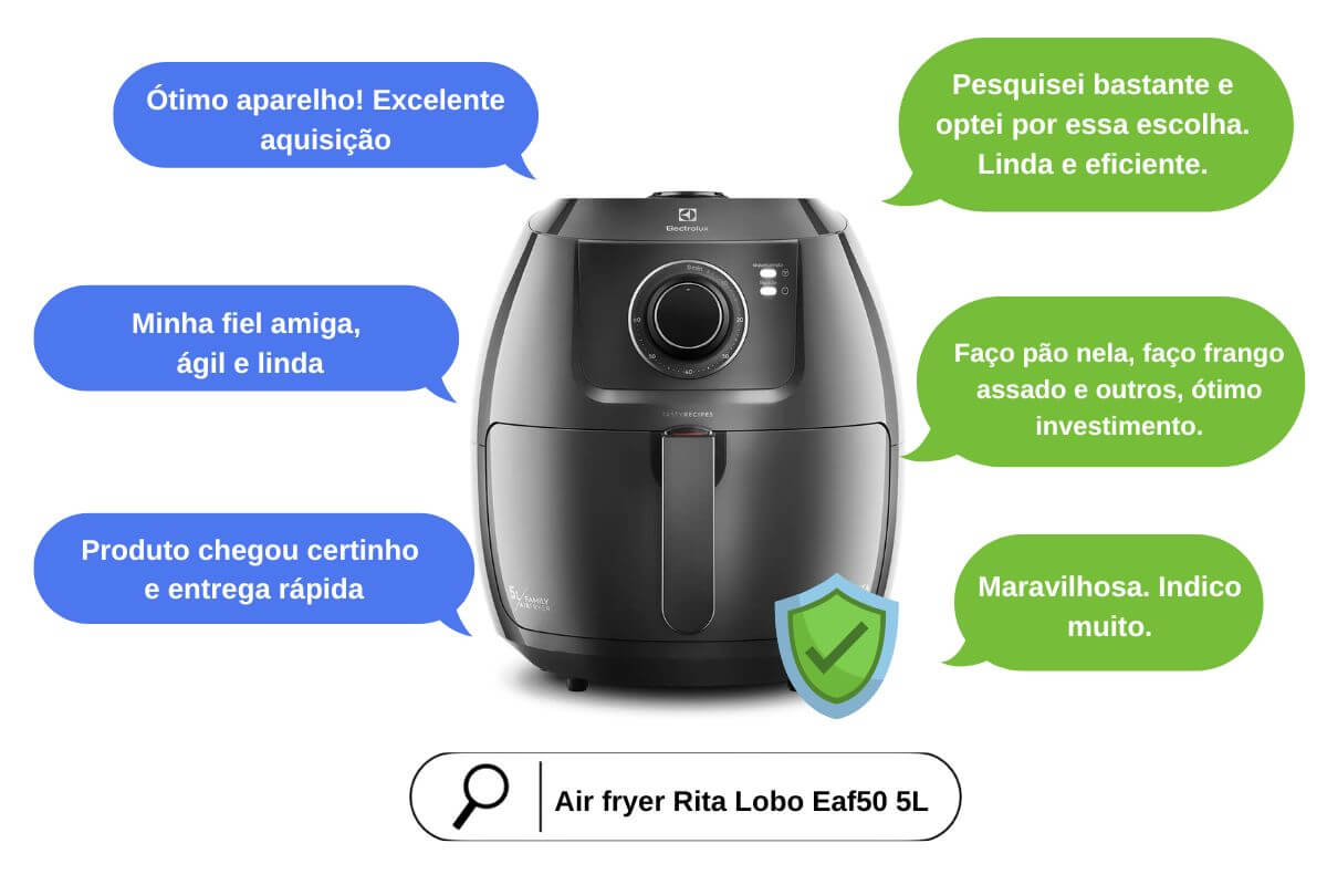 Air fryer Electrolux Rita Lobo Eaf50 5L é boa? Air fryer Electrolux Rita Lobo Eaf50 5L é boa? Vários trechos de depoimentos reais em volta da air fryer.