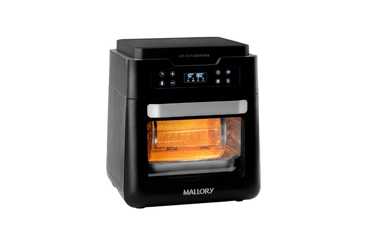 Air fryer com espeto giratorio