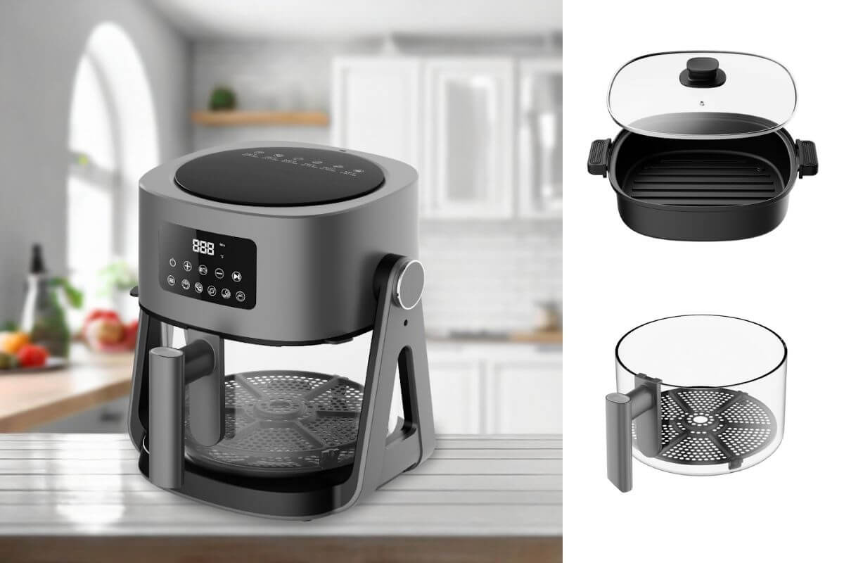 Air fryer com cesto de vidro Air fryer com cesto de vidro